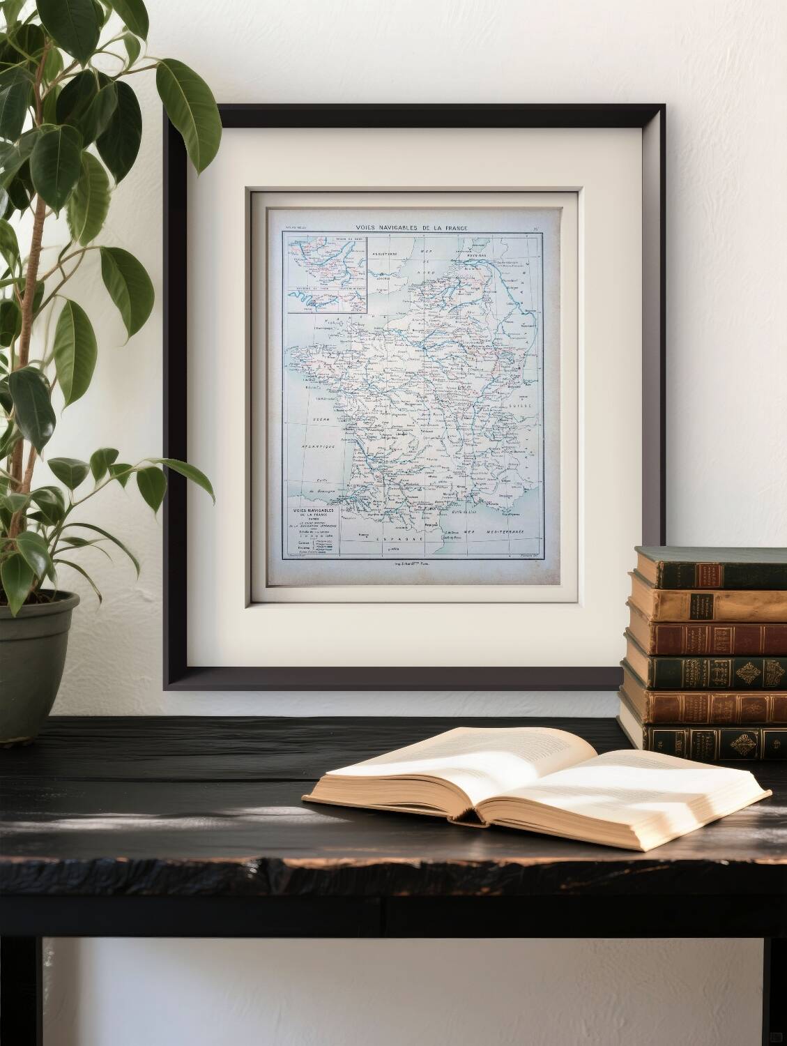 Carte des voies navigables de France, originale imprimée en 1896.