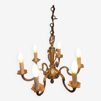 Old Louis XVI style bronze chandelier with 6 lights in working order