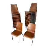 Set of 33 stackable wooden chairs 70s, origin Germany.