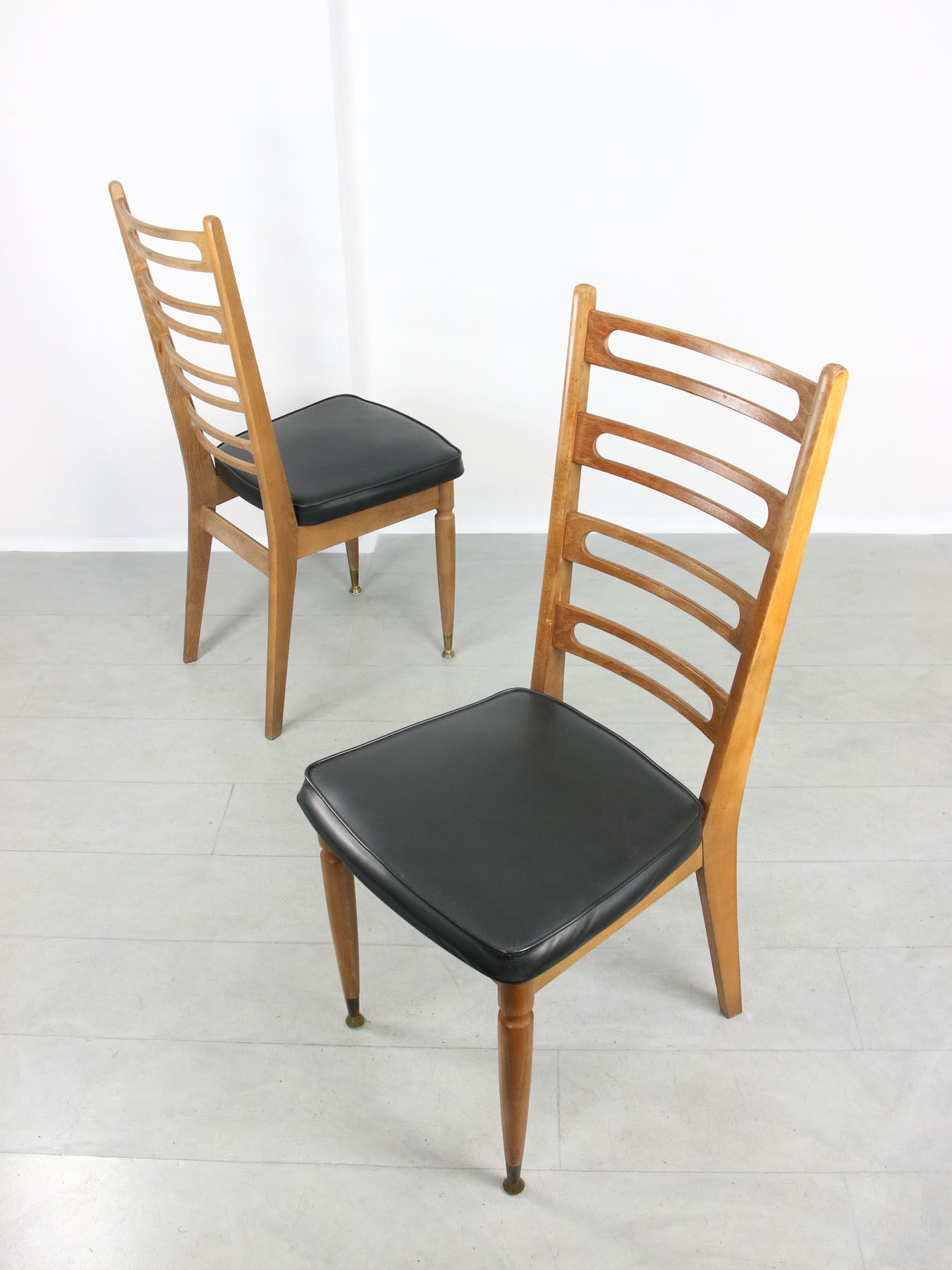 Vintage wooden & brass dining chairs