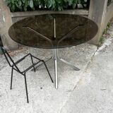 Smoked glass round table - Ø118