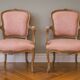 pair of Louis XV style cabriolet armchairs