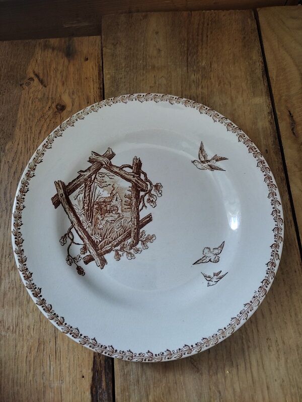 Flat plate iron earth Paris bird porcelain