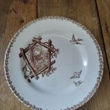 Assiette plate terre de fer Paris oiseau porcelaine