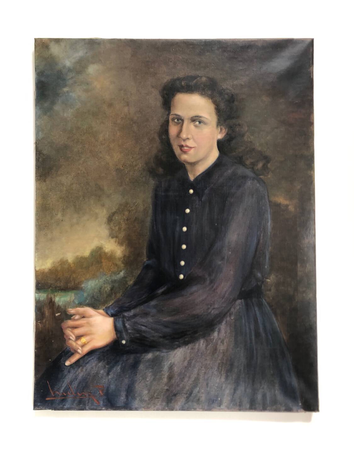 Oil portrait of a young girl by Paul Hulin