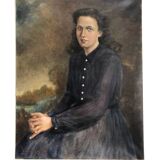 Oil portrait of a young girl by Paul Hulin