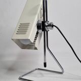 Vintage table lamp in white lacquered metal and chrome, 1970s, gold lampshade