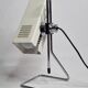 Vintage table lamp in white lacquered metal and chrome, 1970s, gold lampshade