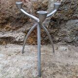 Scandinavian design tripod aluminum candlestick holder silver metal