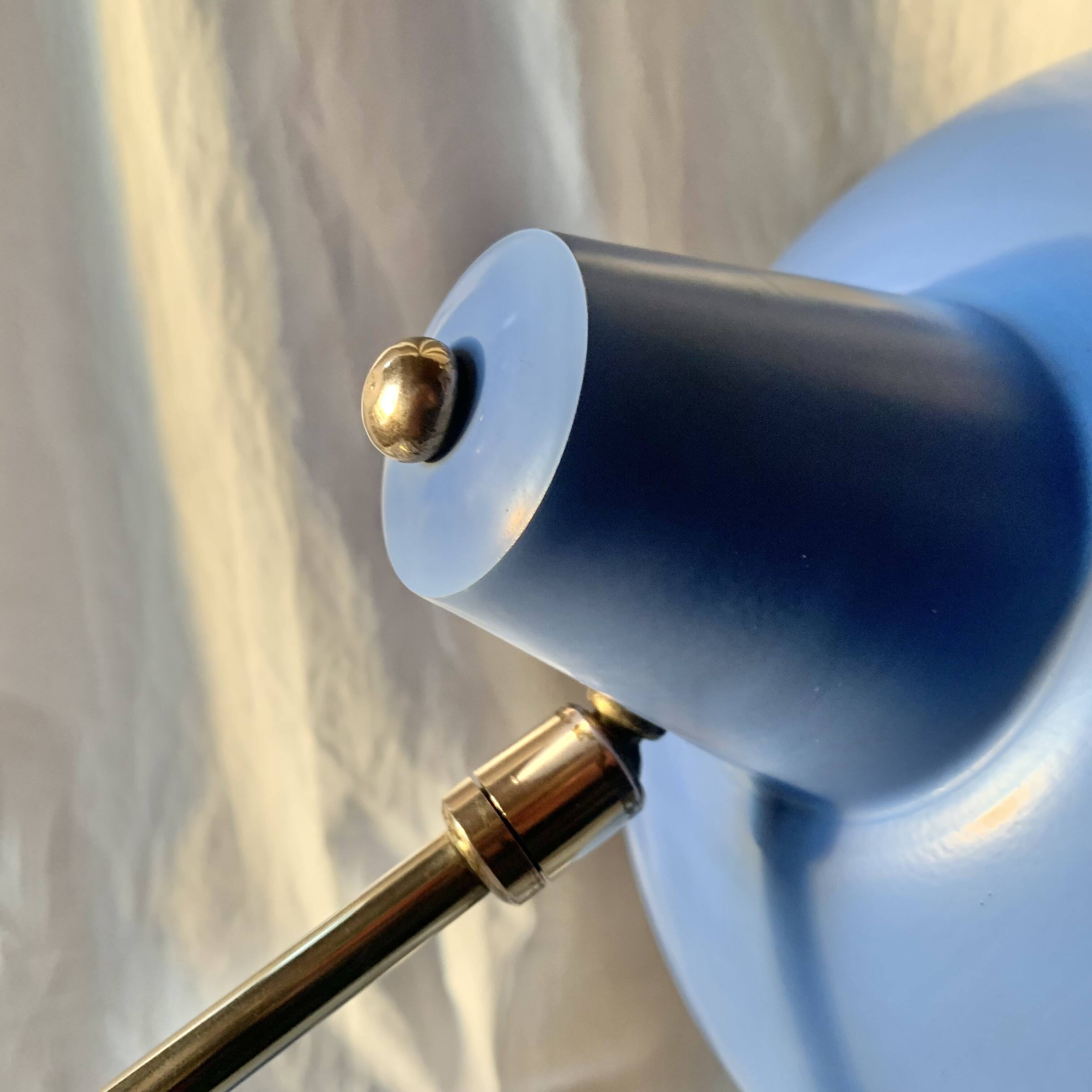 Lampe en métal bleu, 1960