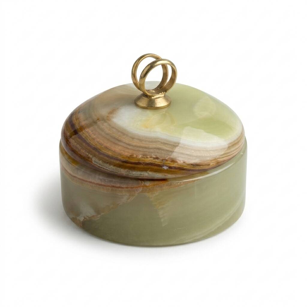 Green onyx catchall - Vintage 1970 green onyx jewellery box