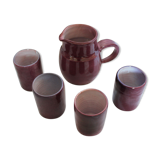Ensemble pichet et verres en céramique violet