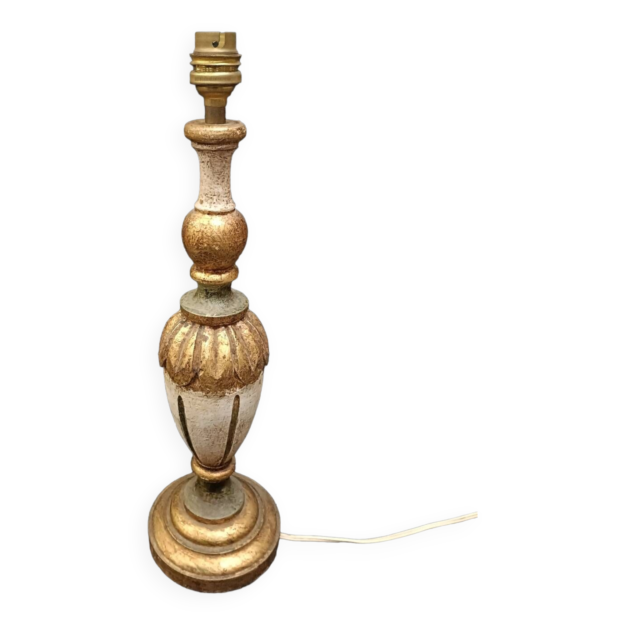 Vintage lamp base in gilded wood