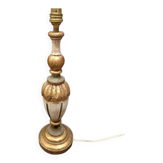 Pied de lampe vintage en bois doré