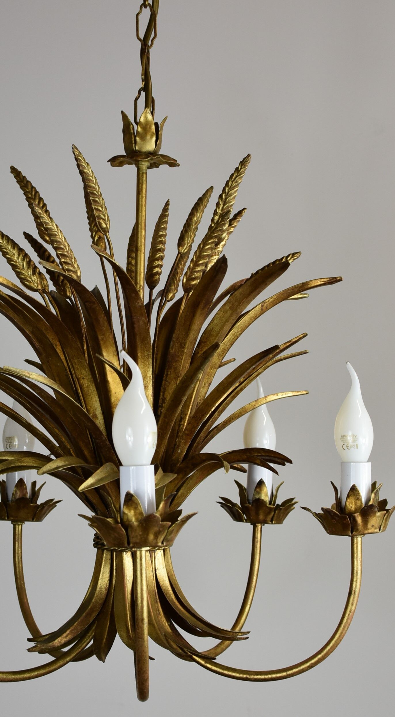 Wheat ear golden chandelier 5 branches.