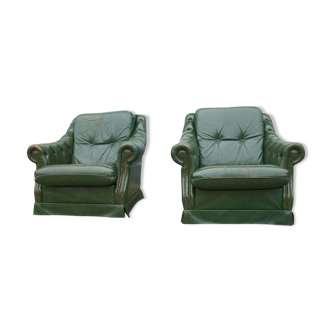 Paire de fauteuils Schesterfield