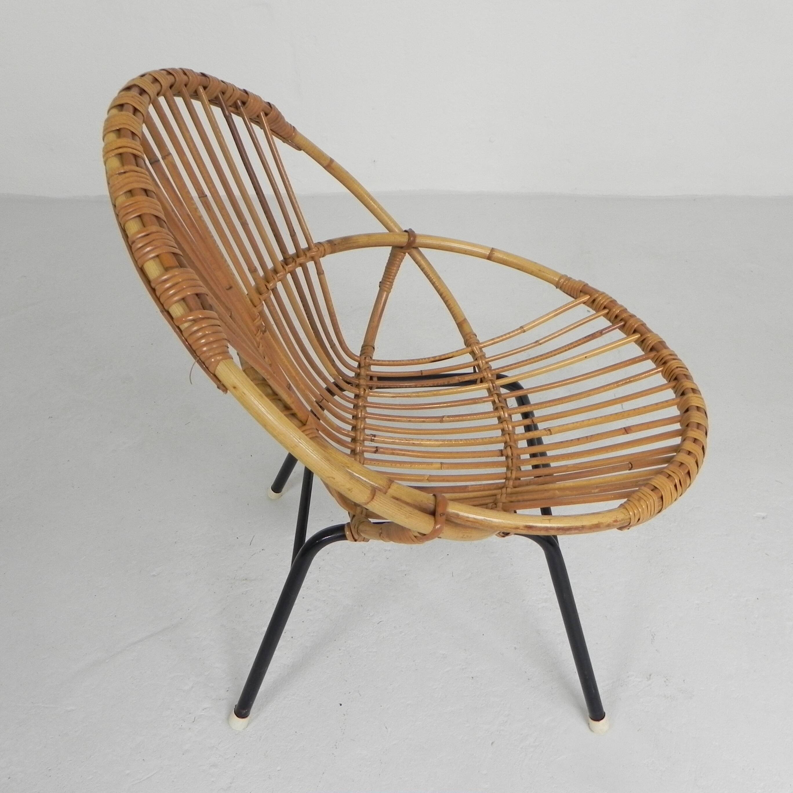 Vintage Rohe Noordwolde bamboo chair, 1960s
