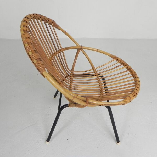 Vintage Rohe Noordwolde bamboo chair, 1960s