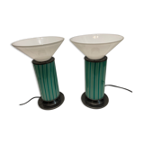 Mid-Century Mint Green Murano Glass Table Lamps, Set of 2