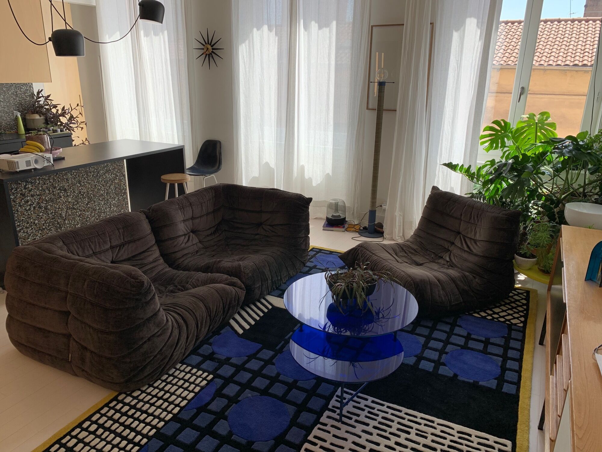 Togo in brown velvet by Michel Ducaroy for Ligne Roset 70s