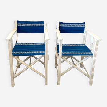 Pair of blue beach chairs
