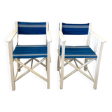Pair of blue beach chairs