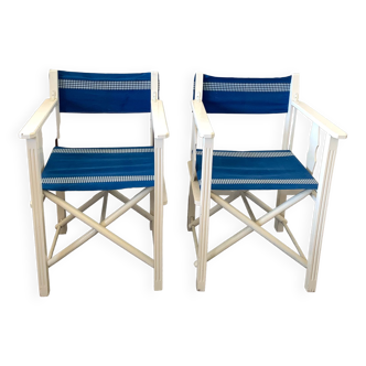 Pair of blue beach chairs