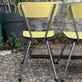 Chaises Formica jaune  pieds compas 1950
