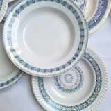 St Amand blue soup plates, Ironstone