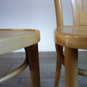 Pair of Thonet-inspired bistro chairs in light beech