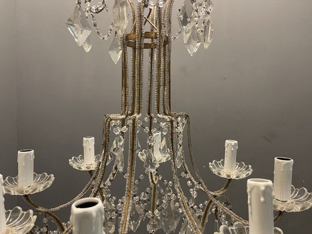 Italian vintage crystal beaded chandelier