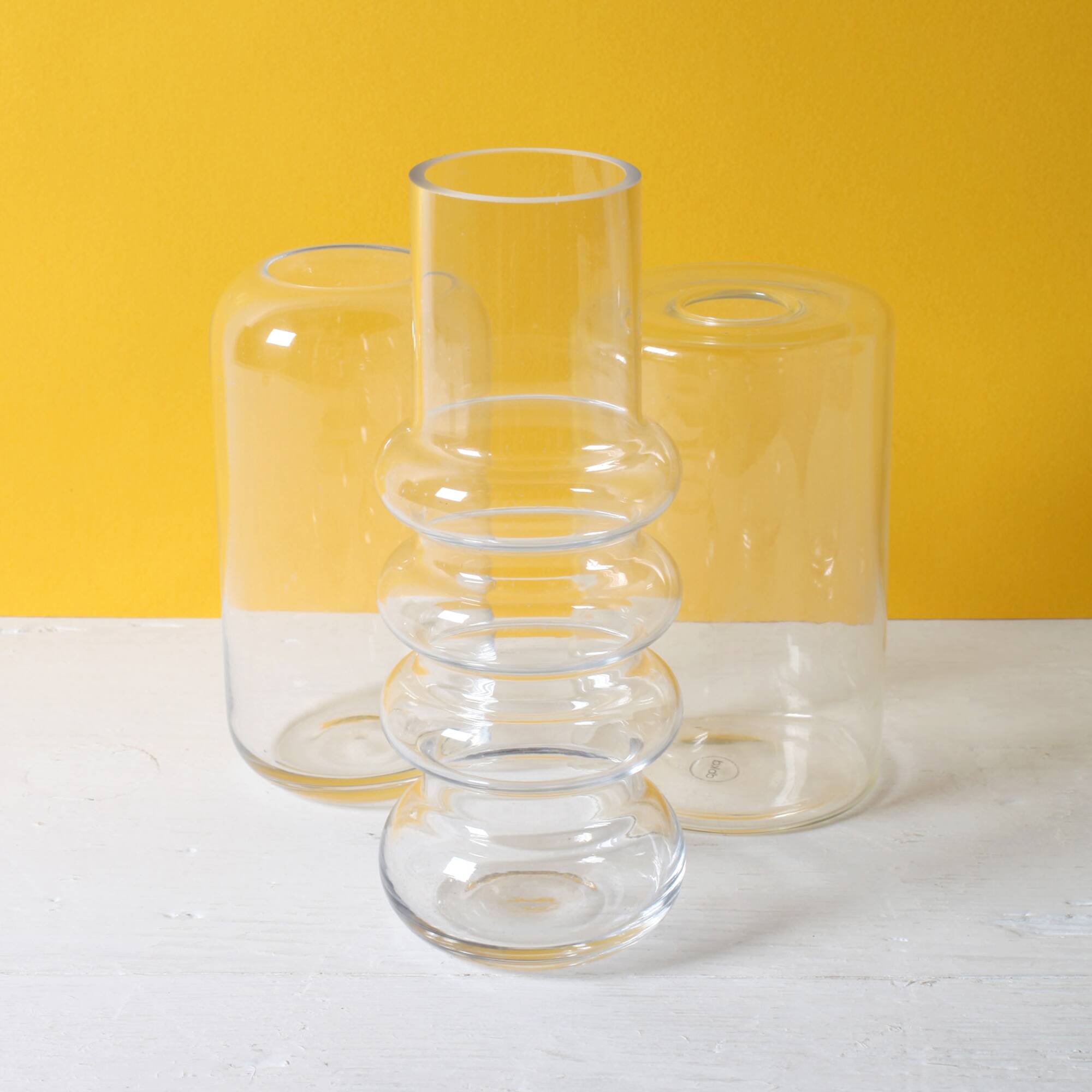 3 vases en verre transparent, Suède années 2000