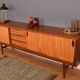 Restored Long EON Elliots of Newbury Teak & Zebrano Long Retro RHF Sideboard