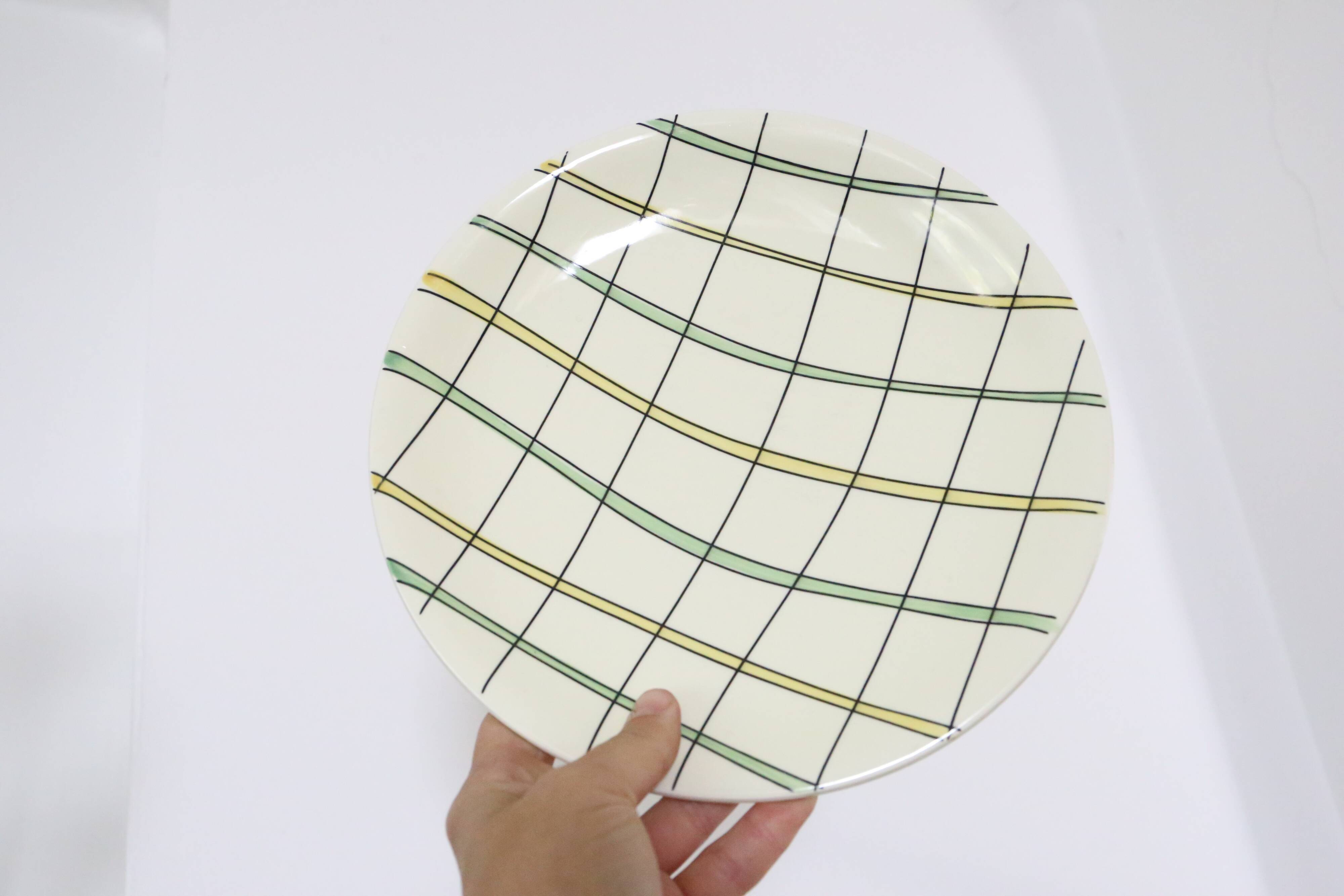 Set of 6 flat plates Salins, Yves pattern, vintage French