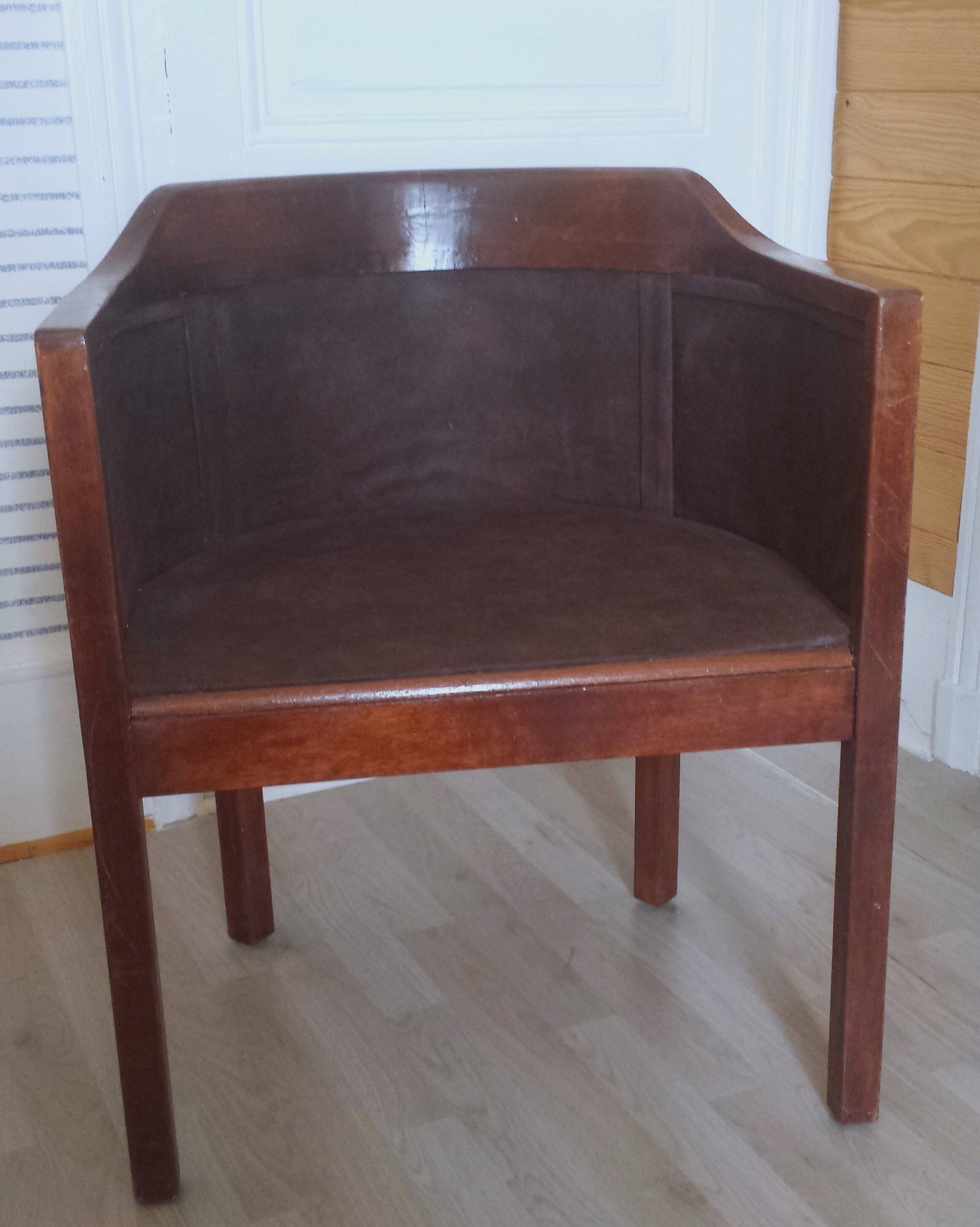 Art Deco style armchairs, wood and cane