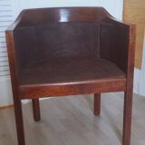 Art Deco style armchairs, wood and cane