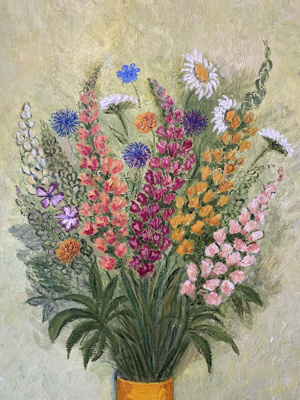 Still life with spring flowers, signed Jafé and dated on the back 1969