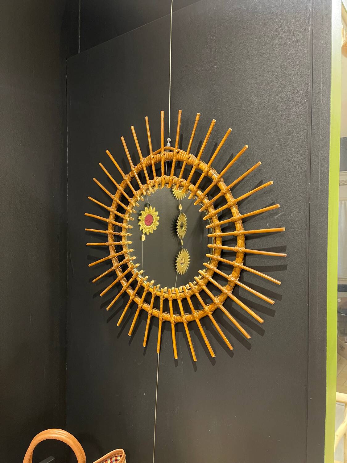 Rattan sun mirror 1960 55 cm