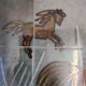 Table basse années 70 à décor de chevaux