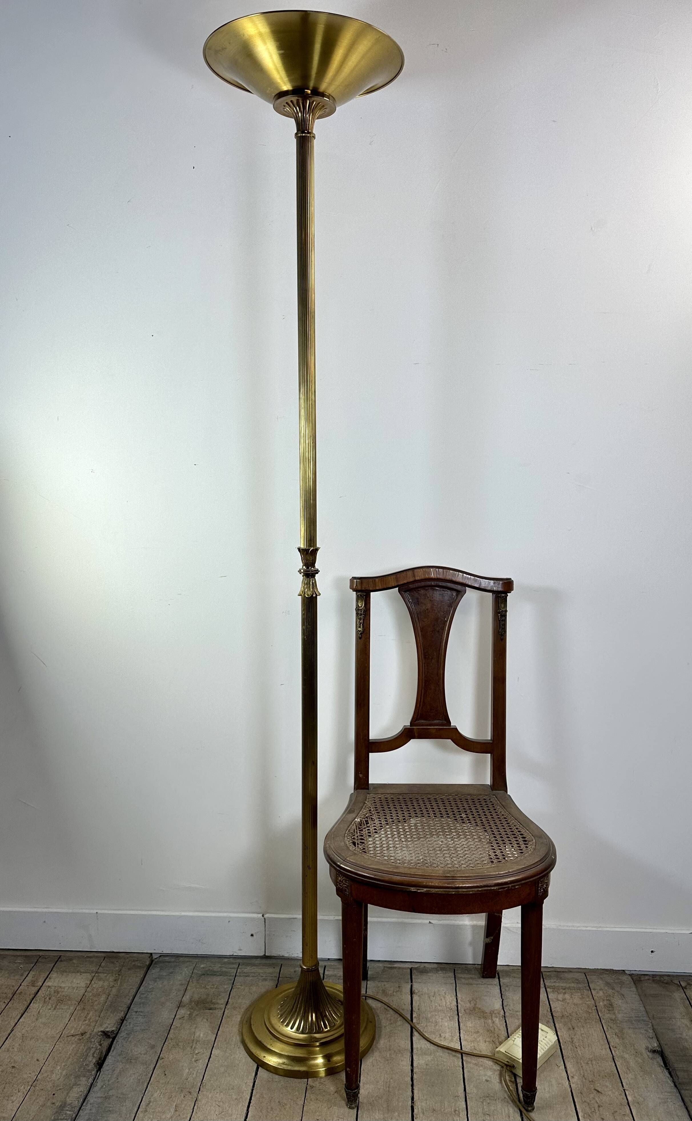 Halogen Floor Lamp GAULT Golden Brass Vintage 80s