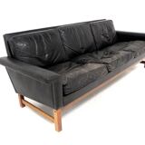 Scandinavian 3-seater leather sofa, Sweden, 1960s