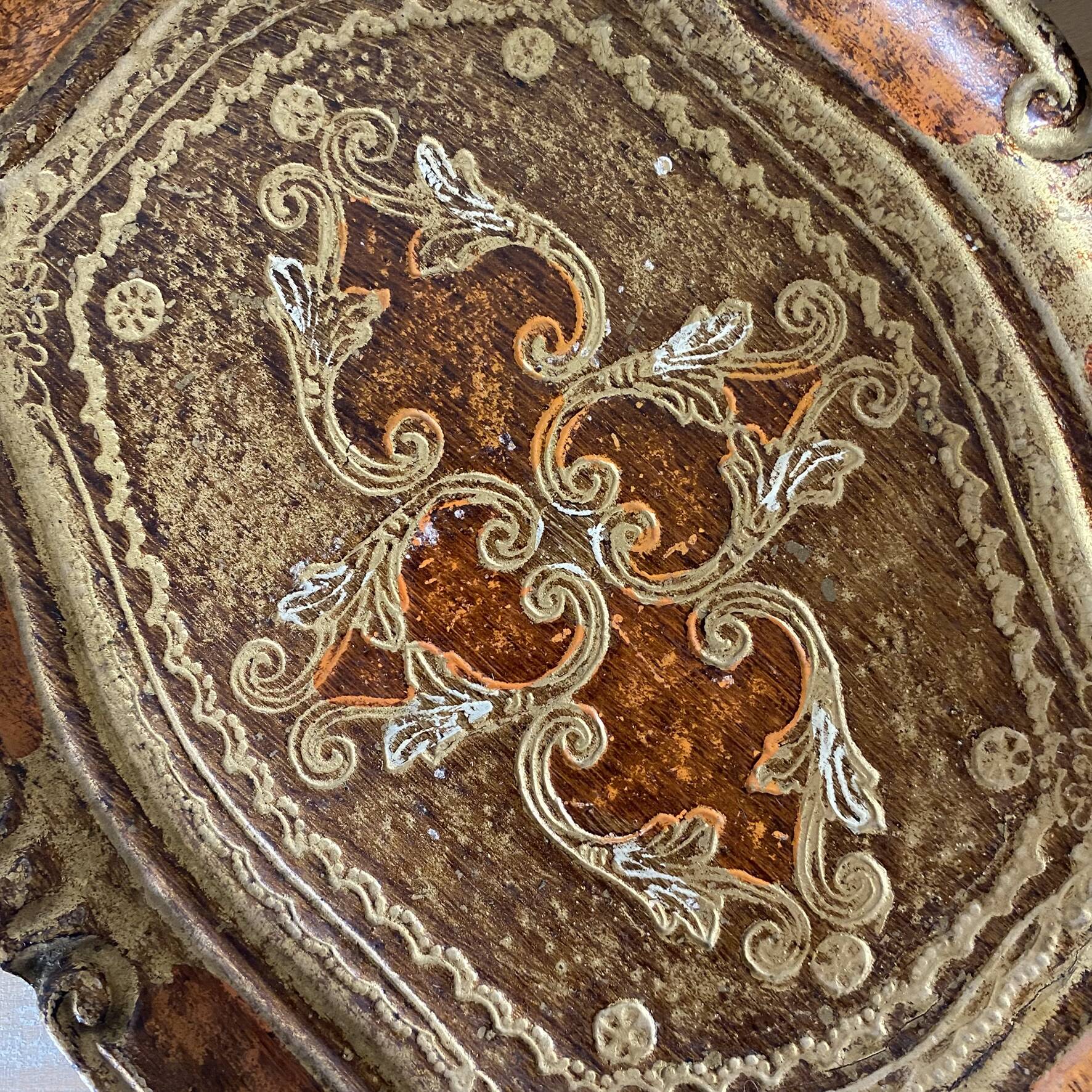 Small ochre and gold Florentine tray