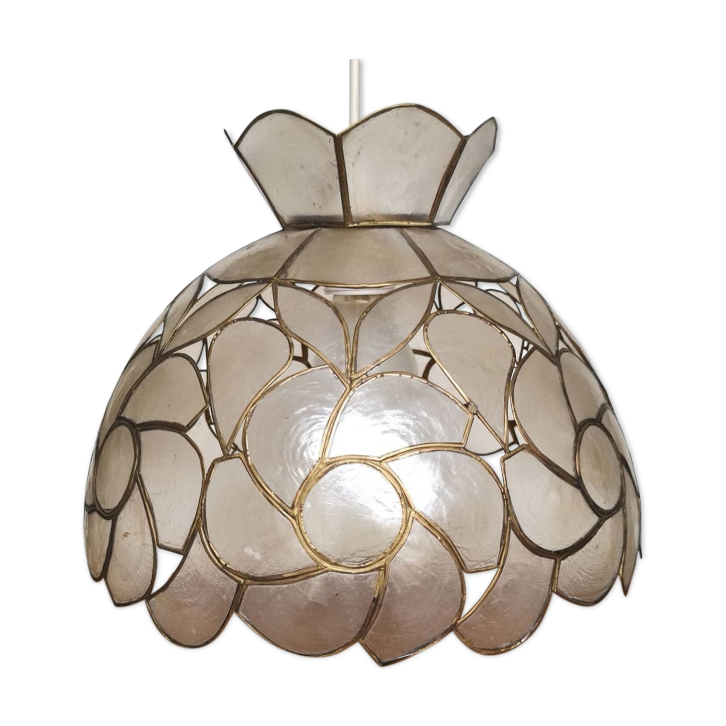 Suspension vintage en laiton et nacre