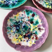 Tasses et soucoupes Morvan en céramique émaillée polychrome