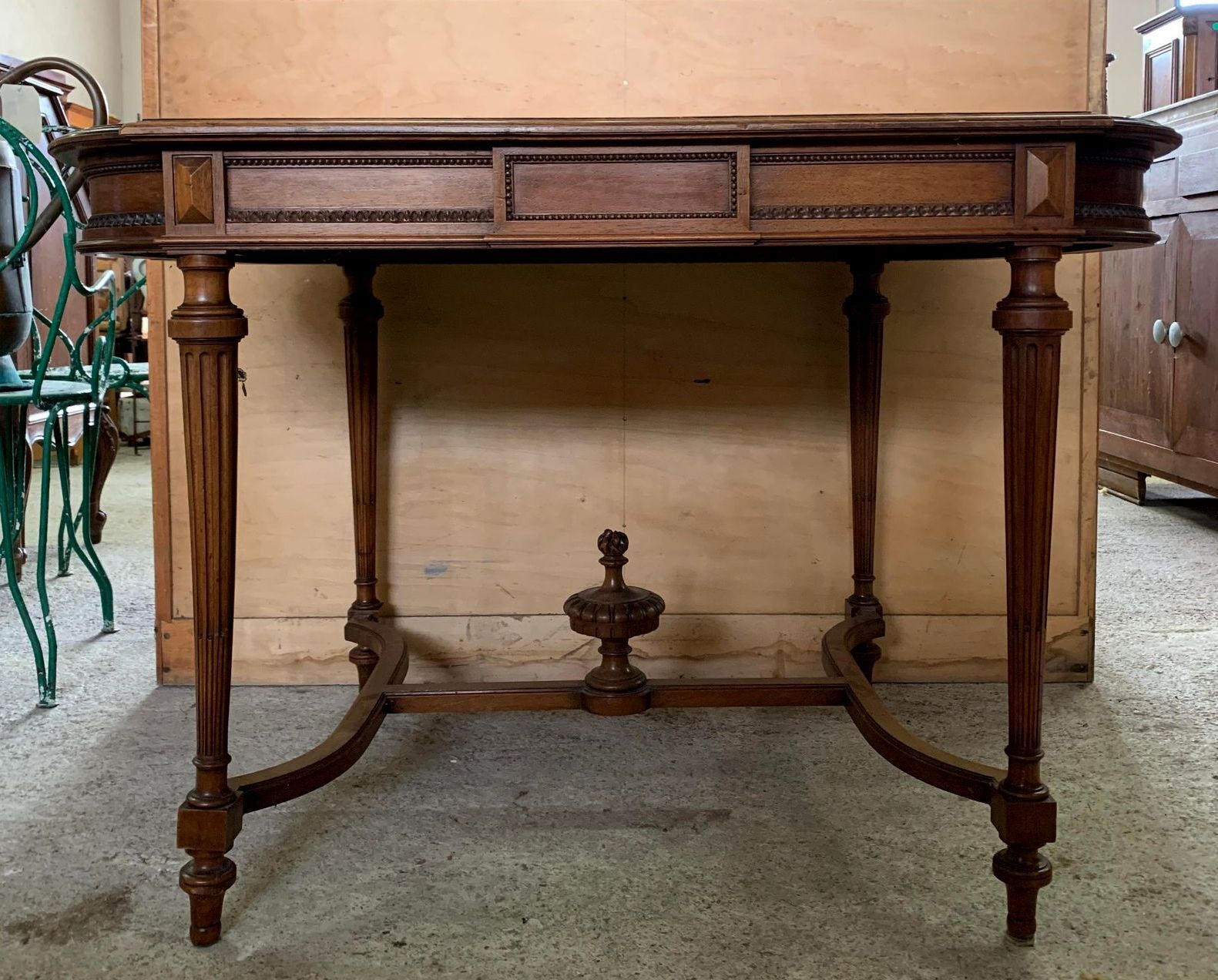 Ceremonial table or Louis XVI desk in walnut around 1850