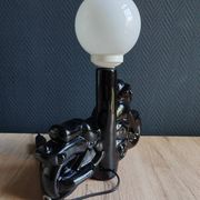 Vintage black ceramic motorcycle table lamp | Harley Davidson style