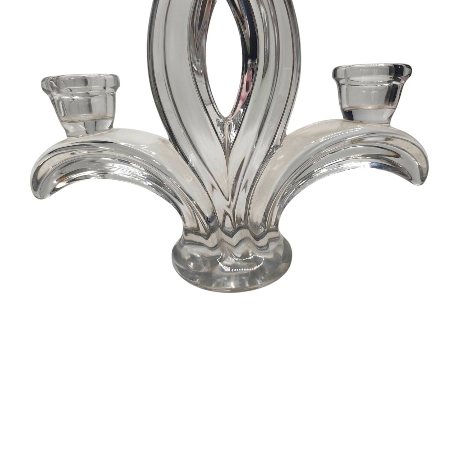 Vintage 1950s Art Deco Style Glass Candelabra - Sculptural Design