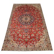 Tapis persan vintage tissé à la main en laine rouge kashan tapis de salon - 209x242cm