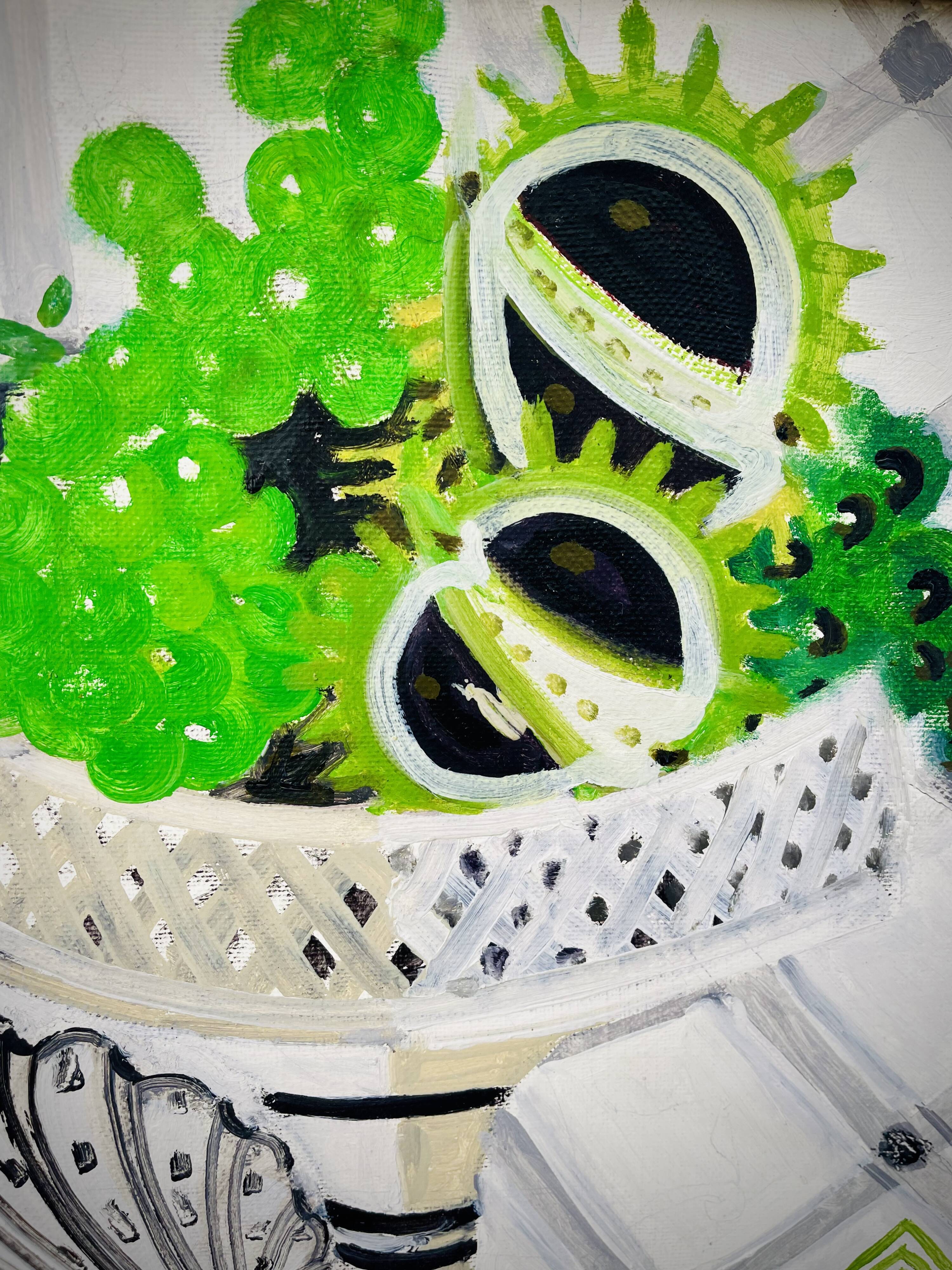 Art Deco canvas on framed chassis signed TH