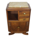 Art deco bedside table in solid wood and marble